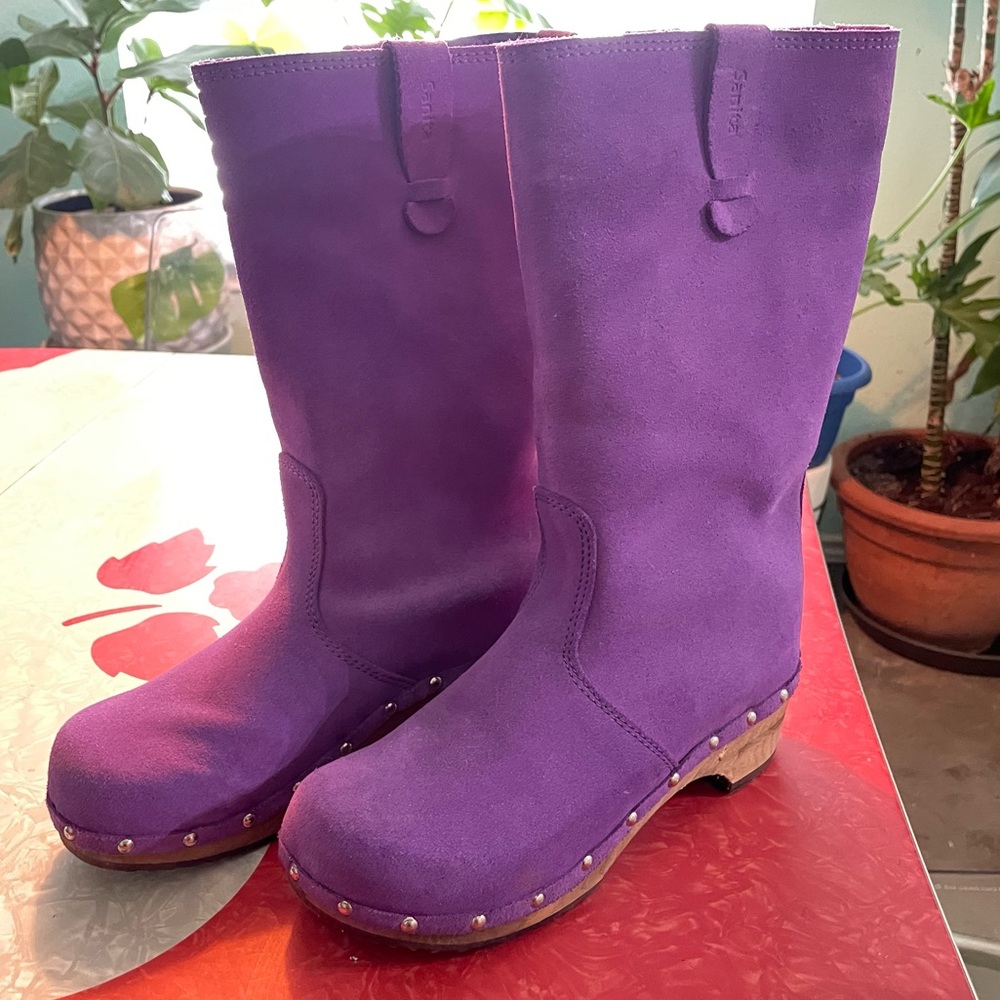 Sanita purple suede clog boots. Euro sz 38